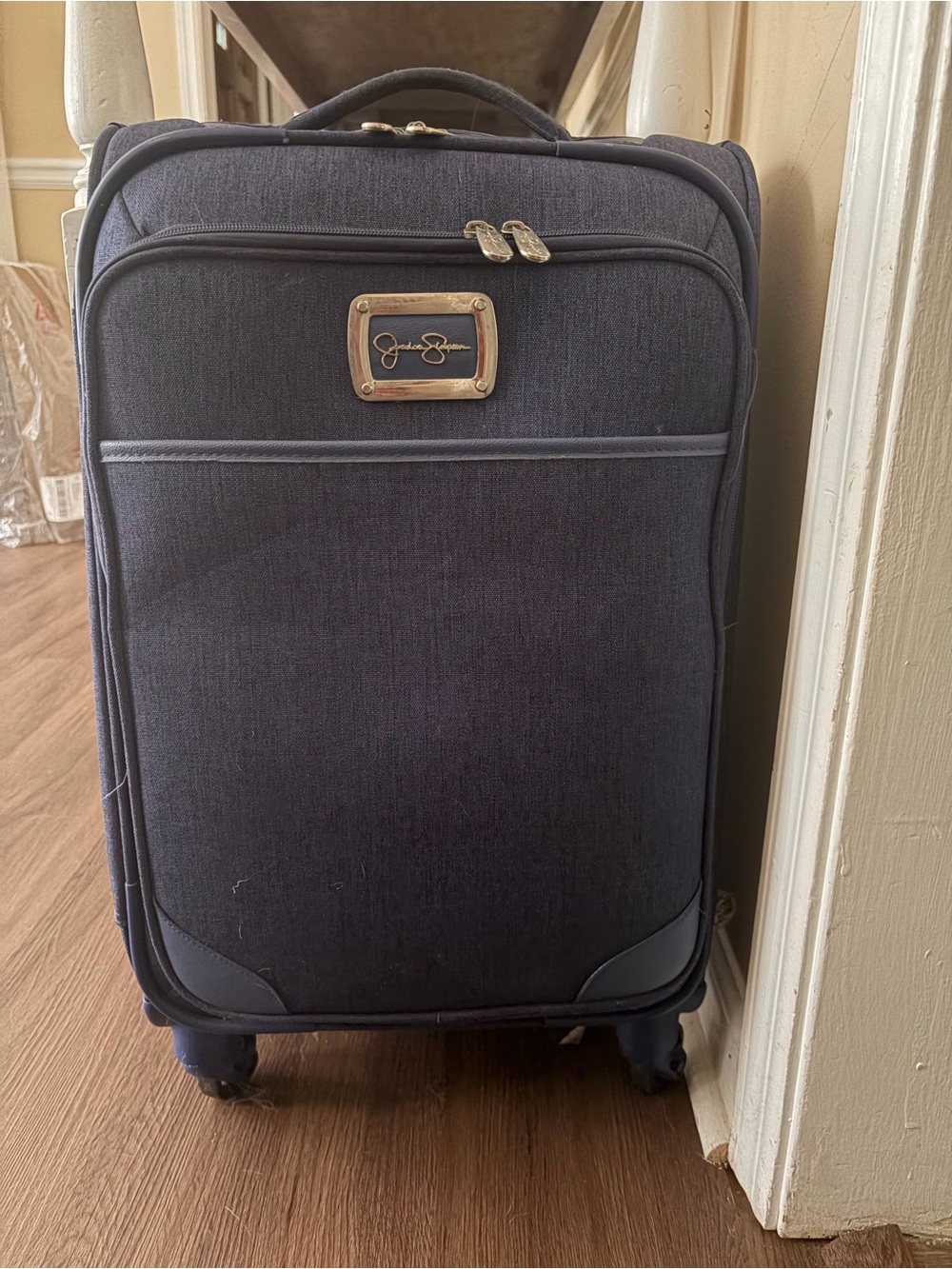 Jessica Simpson Navy Blue Spinner Carry-On Luggage